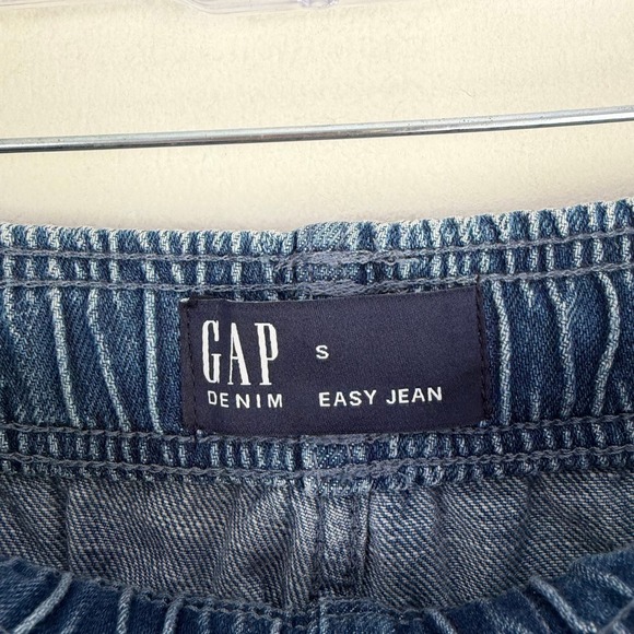 GAP Denim Easy Jean Medium Wash Blue Elastic Waist Drawstring Pants Small - Picture 3 of 8